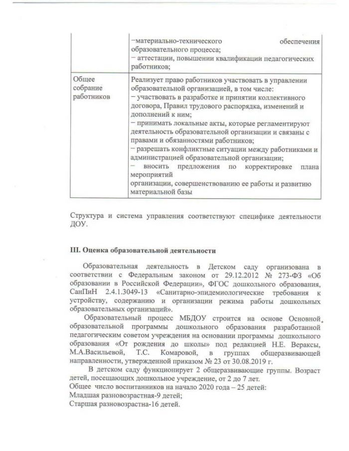 Отчет о результатах самообследования МБДОУ детский сад "Родничок" за 2019 год
